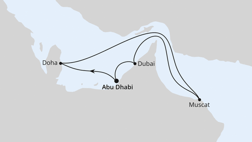 Route - Orient mit Oman ab Abu Dhabi mit AIDAprima