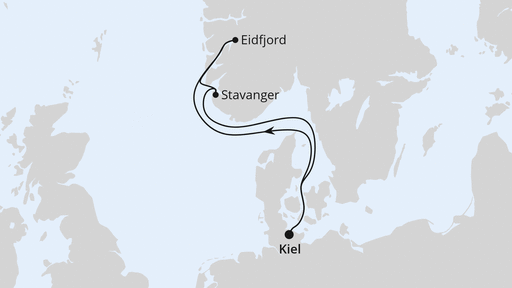 Route - Kurzreise nach Norwegen ab Kiel mit AIDAbella