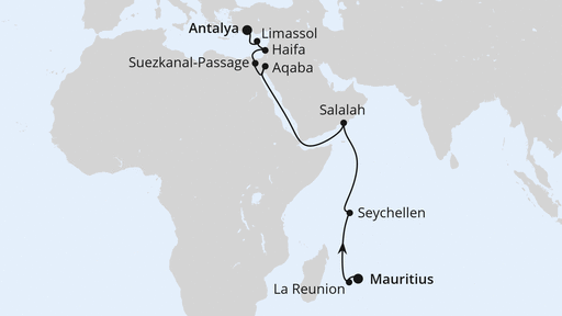 Weltenbummler von den Seychellen nach Antalya mit AIDAstella