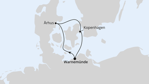 Route - Kurzreise nach Dänemark ab Warnemünde mit AIDAmar