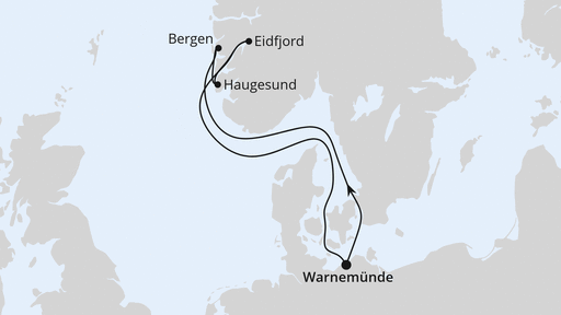 Route - Norwegen ab Warnemünde 2 mit AIDAdiva