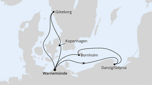 Route - Dänemark & Polen ab Warnemünde mit AIDAmar